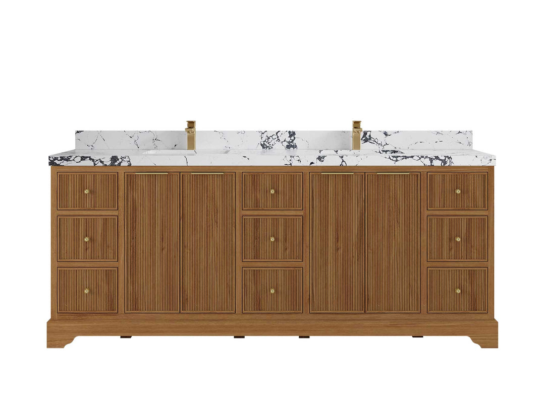 Austin Teak Wood 84 in. W x 22 in. D Double Sink Bathroom Vanity - Willow Bath and Vanity