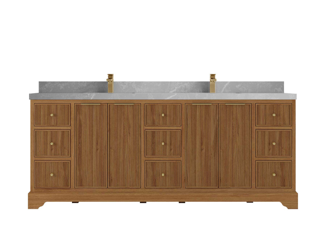 Austin Teak Wood 84 in. W x 22 in. D Double Sink Bathroom Vanity - Willow Bath and Vanity