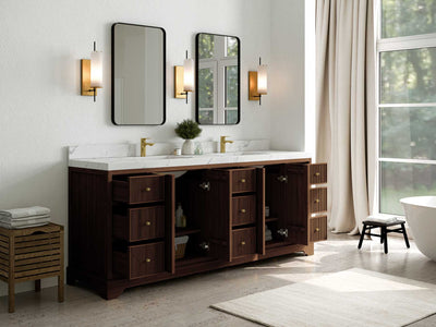 Austin Teak Wood 84 in. W x 22 in. D Double Sink Bathroom Vanity - Willow Bath and Vanity