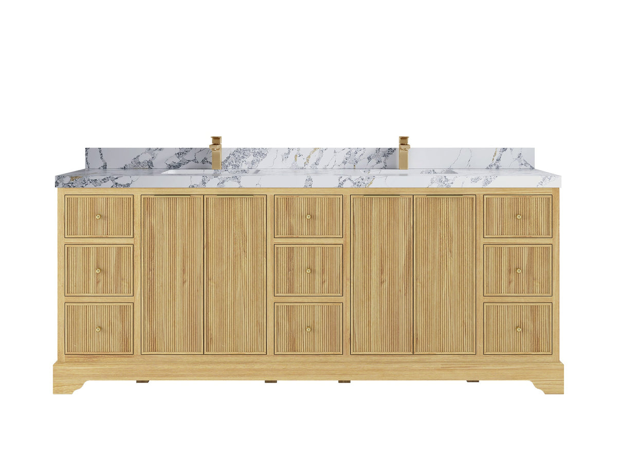 Austin Teak Wood 84 in. W x 22 in. D Double Sink Bathroom Vanity - Willow Bath and Vanity