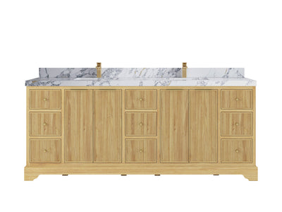 Austin Teak Wood 84 in. W x 22 in. D Double Sink Bathroom Vanity - Willow Bath and Vanity