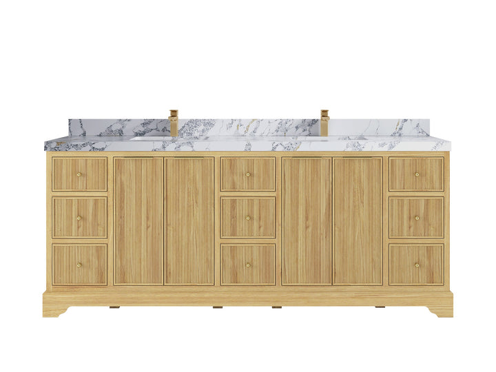 Austin Teak Wood 84 in. W x 22 in. D Double Sink Bathroom Vanity - photo 20