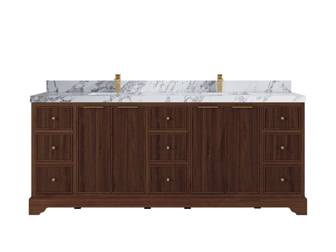 Austin Teak Wood 84 in. W x 22 in. D Double Sink Bathroom Vanity - Willow Bath and Vanity