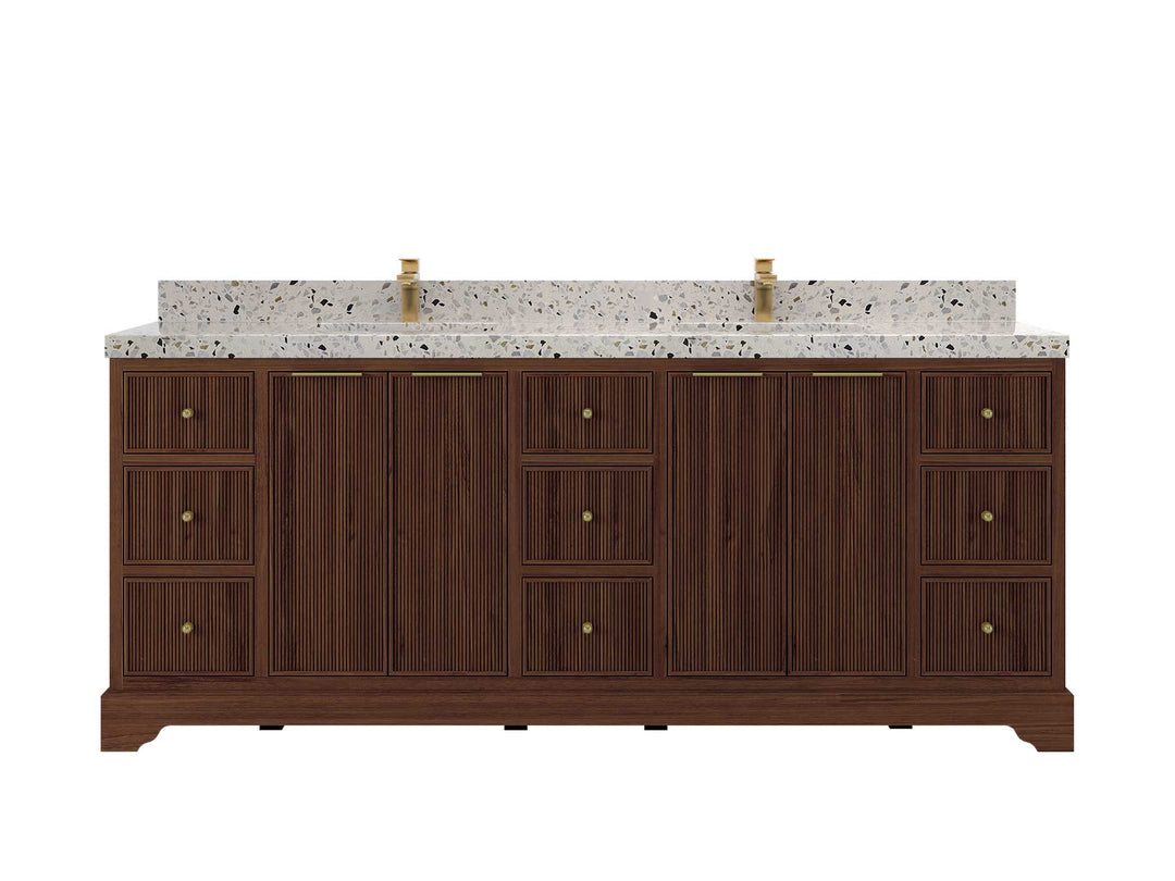 Austin Teak Wood 84 in. W x 22 in. D Double Sink Bathroom Vanity - Willow Bath and Vanity