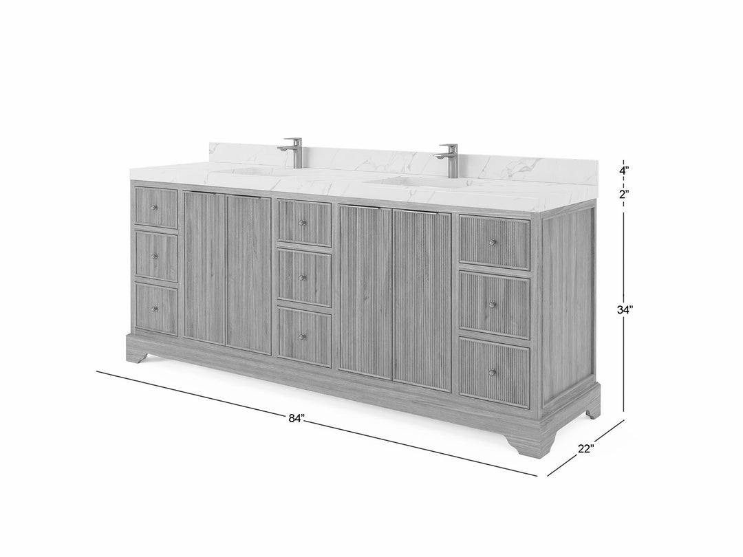 Austin Teak Wood 84 in. W x 22 in. D Double Sink Bathroom Vanity - Willow Bath and Vanity