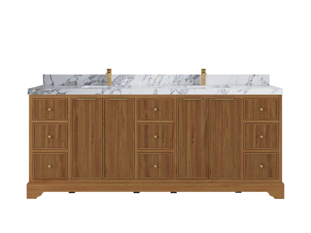 Austin Teak Wood 84 in. W x 22 in. D Double Sink Bathroom Vanity - Willow Bath and Vanity