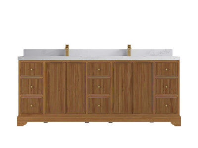 Austin Teak Wood 84 in. W x 22 in. D Double Sink Bathroom Vanity - Willow Bath and Vanity