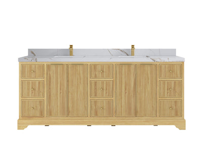 Austin Teak Wood 84 in. W x 22 in. D Double Sink Bathroom Vanity - Willow Bath and Vanity