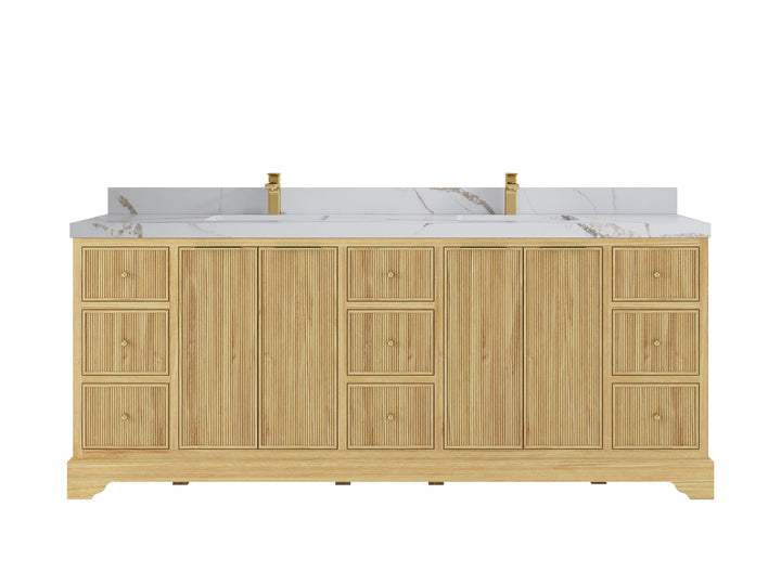 Austin Teak Wood 84 in. W x 22 in. D Double Sink Bathroom Vanity - photo 30