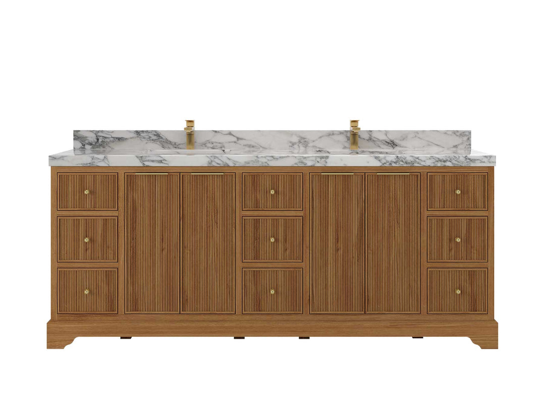 Austin Teak Wood 84 in. W x 22 in. D Double Sink Bathroom Vanity - Willow Bath and Vanity