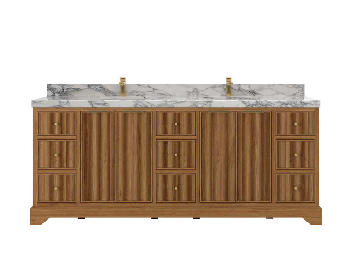 Austin Teak Wood 84 in. W x 22 in. D Double Sink Bathroom Vanity - photo 7