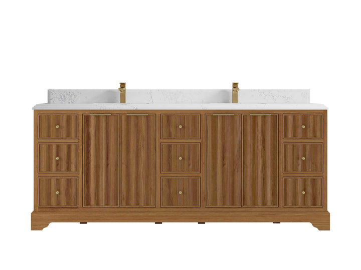 Austin Teak Wood 84 in. W x 22 in. D Double Sink Bathroom Vanity - photo 17