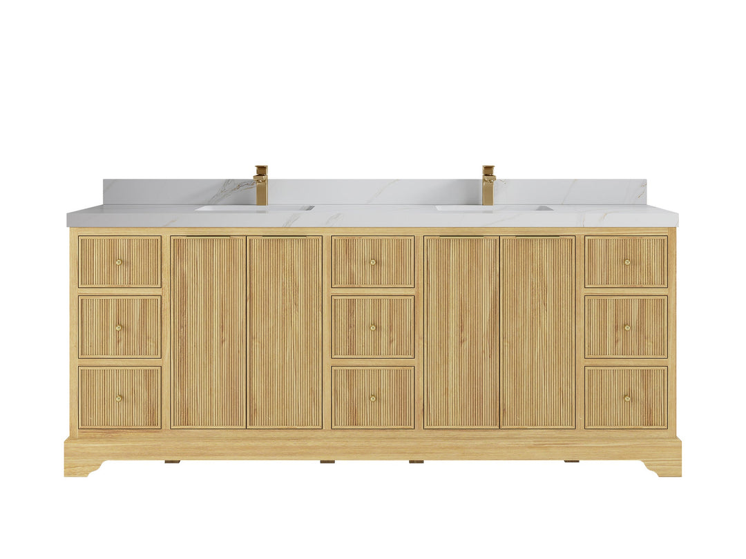 Austin Teak Wood 84 in. W x 22 in. D Double Sink Bathroom Vanity - Willow Bath and Vanity