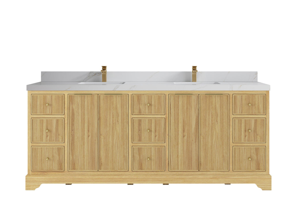 Austin Teak Wood 84 in. W x 22 in. D Double Sink Bathroom Vanity - Willow Bath and Vanity