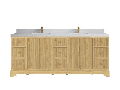 Austin Teak Wood 84 in. W x 22 in. D Double Sink Bathroom Vanity - Willow Bath and Vanity