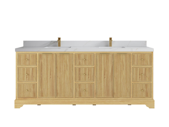 Austin Teak Wood 84 in. W x 22 in. D Double Sink Bathroom Vanity - photo 21