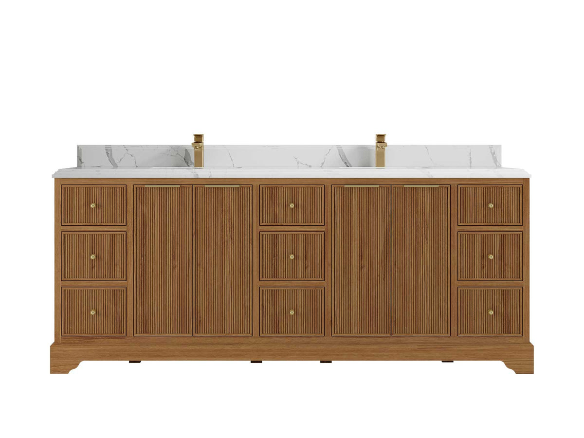 Austin Teak Wood 84 in. W x 22 in. D Double Sink Bathroom Vanity - Willow Bath and Vanity