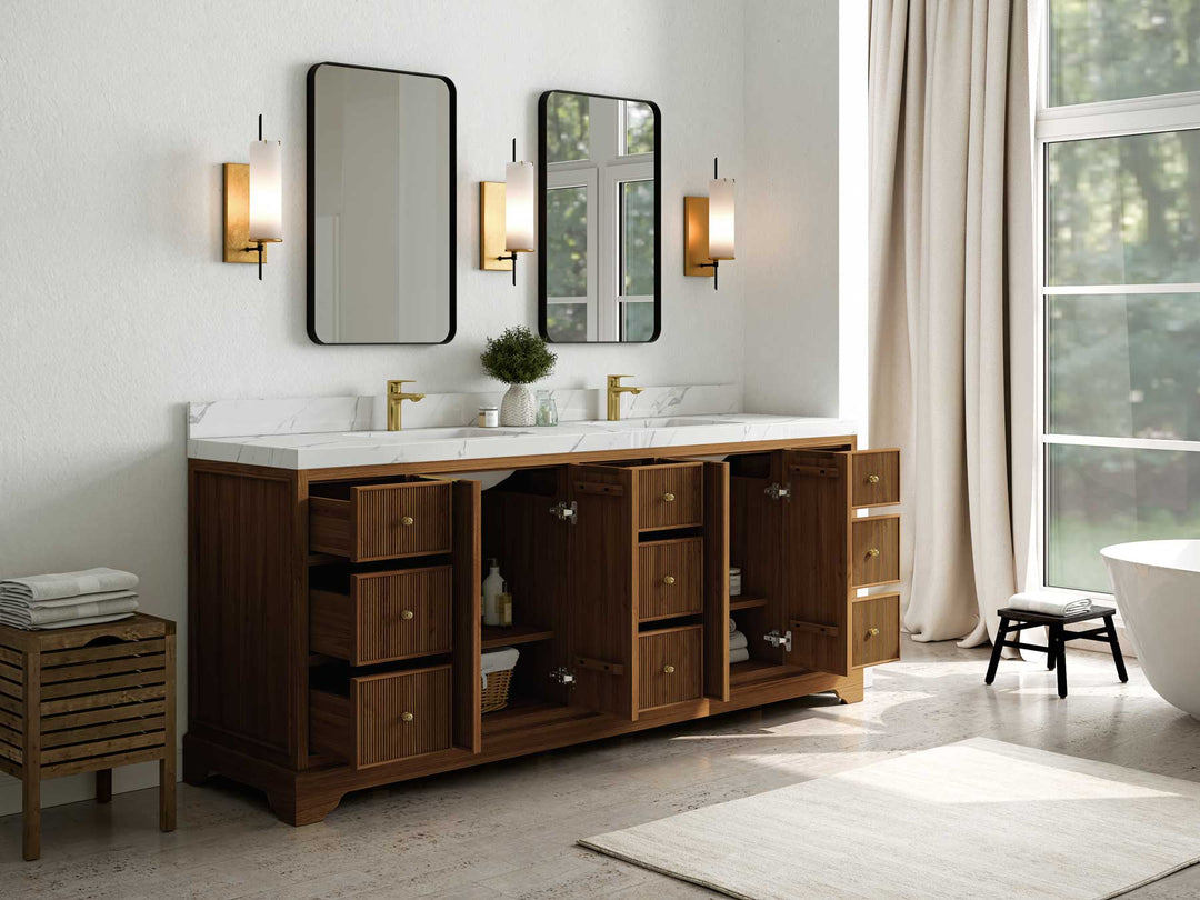 Austin Teak Wood 84 in. W x 22 in. D Double Sink Bathroom Vanity - Willow Bath and Vanity