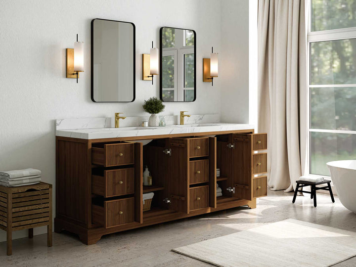 Austin Teak Wood 84 in. W x 22 in. D Double Sink Bathroom Vanity - photo 3