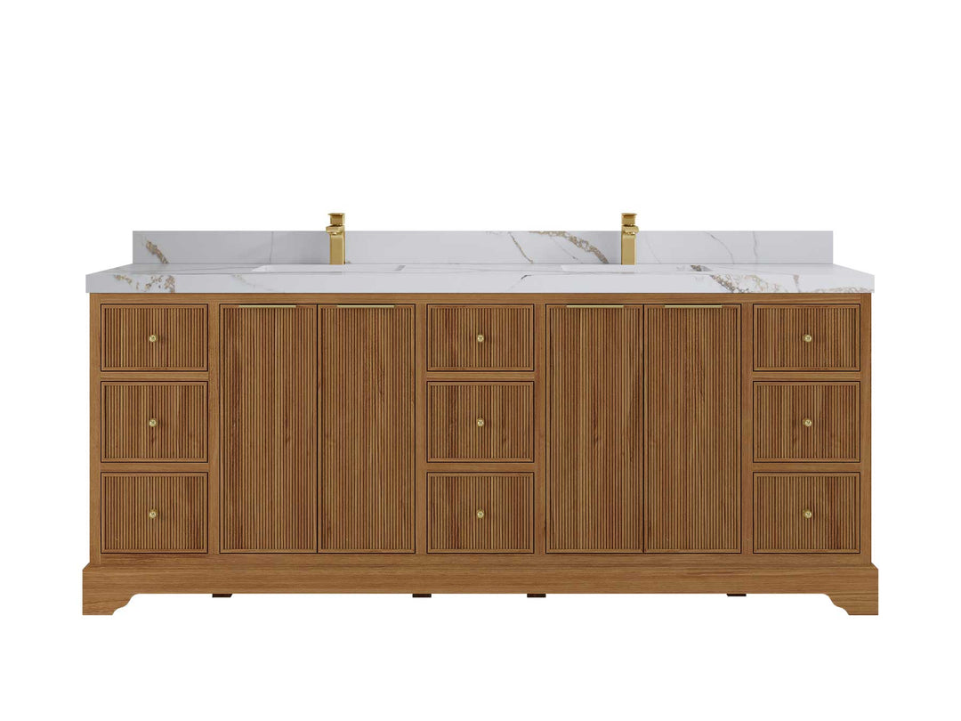 Austin Teak Wood 84 in. W x 22 in. D Double Sink Bathroom Vanity - Willow Bath and Vanity
