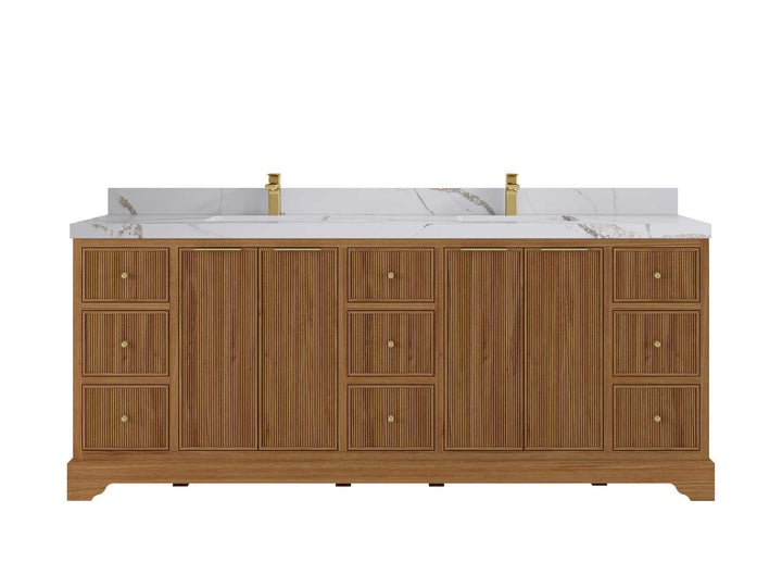 Austin Teak Wood 84 in. W x 22 in. D Double Sink Bathroom Vanity - photo 11