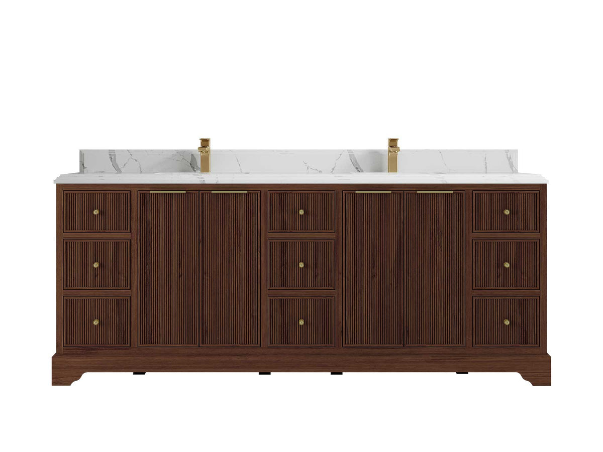 Austin Teak Wood 84 in. W x 22 in. D Double Sink Bathroom Vanity - Willow Bath and Vanity