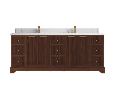 Austin Teak Wood 84 in. W x 22 in. D Double Sink Bathroom Vanity - Willow Bath and Vanity