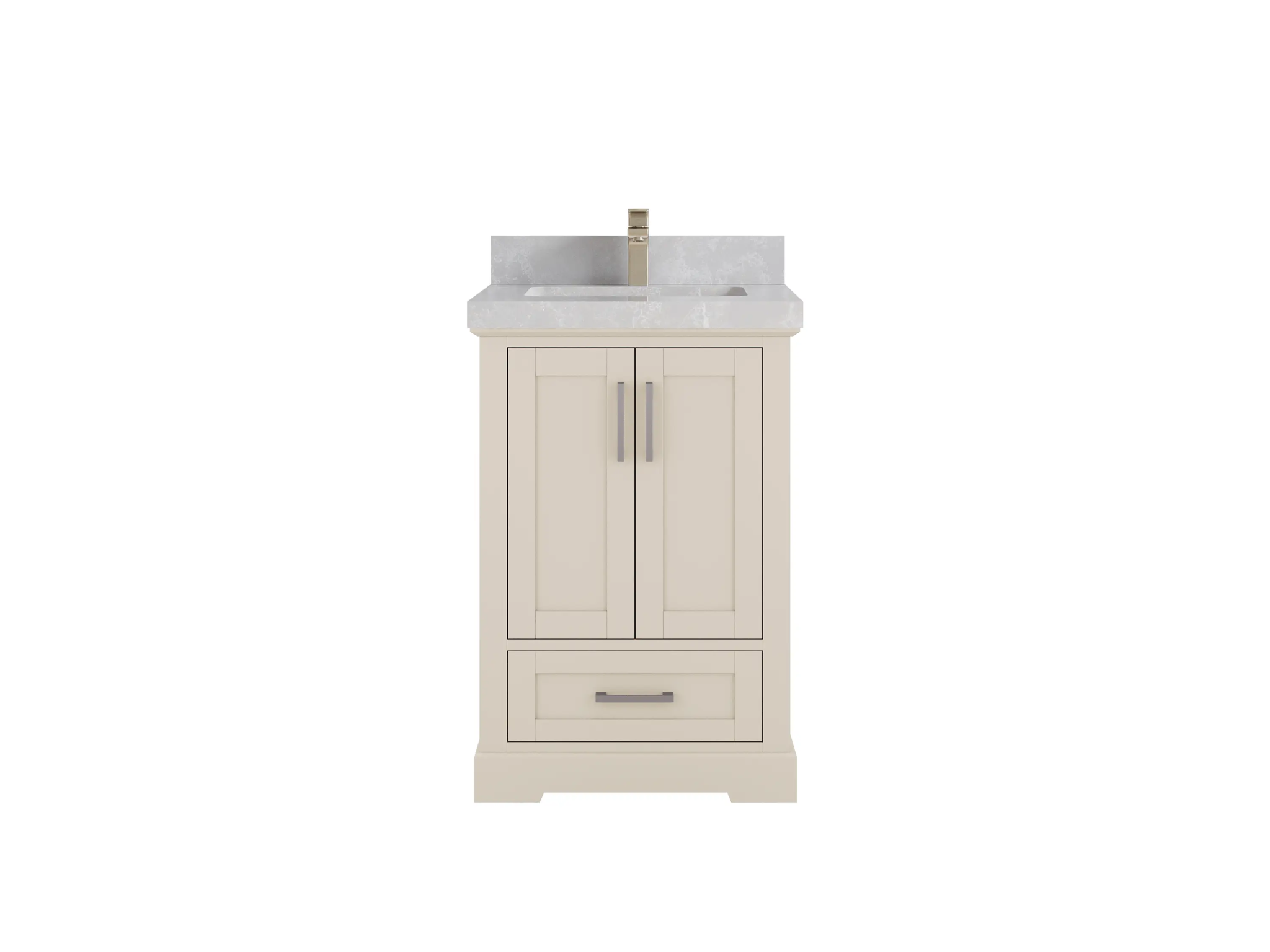 Boston 24-inch bathroom vanity in Fine Grain Linen Beige with Pearl Light Gray Quartz countertop