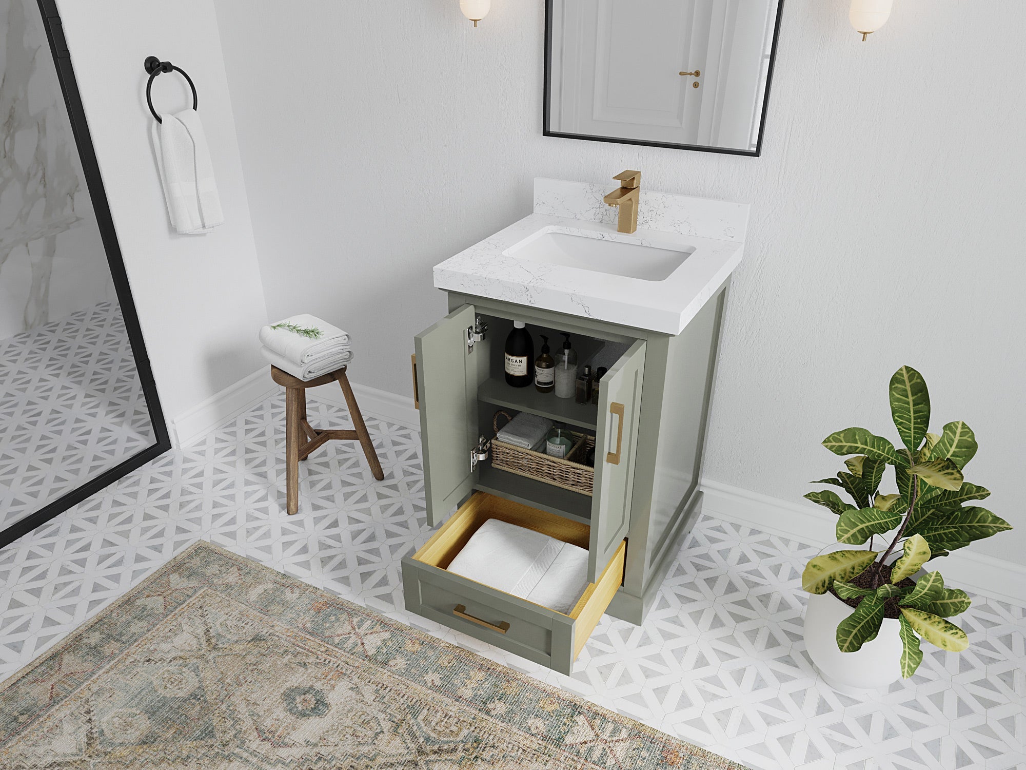 Boston 24 in. W x 22 in. D Single Sink Bathroom Vanity - Willow Bath and Vanity