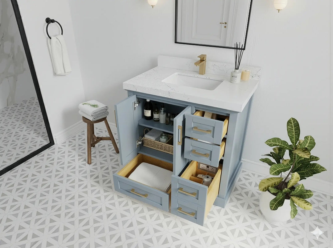 Boston 36 in. W x 22 in. D Center Sink Bathroom Vanity | 
              
                Blue Heather
                
                  
             - BST-CAB-BLU-35L - photo №2
