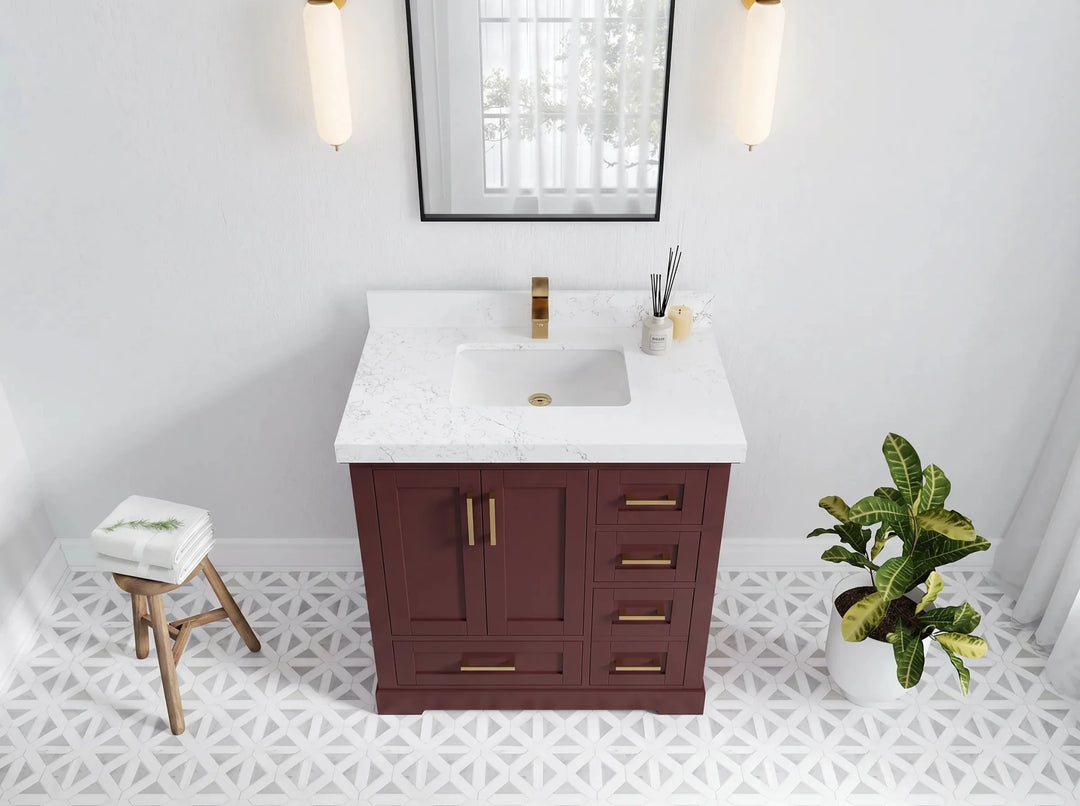 Boston 36 in. W x 22 in. D Center Sink Bathroom Vanity | 
              
                Burgundy
                
                  
             - BST-CAB-BGD-35L - photo №2