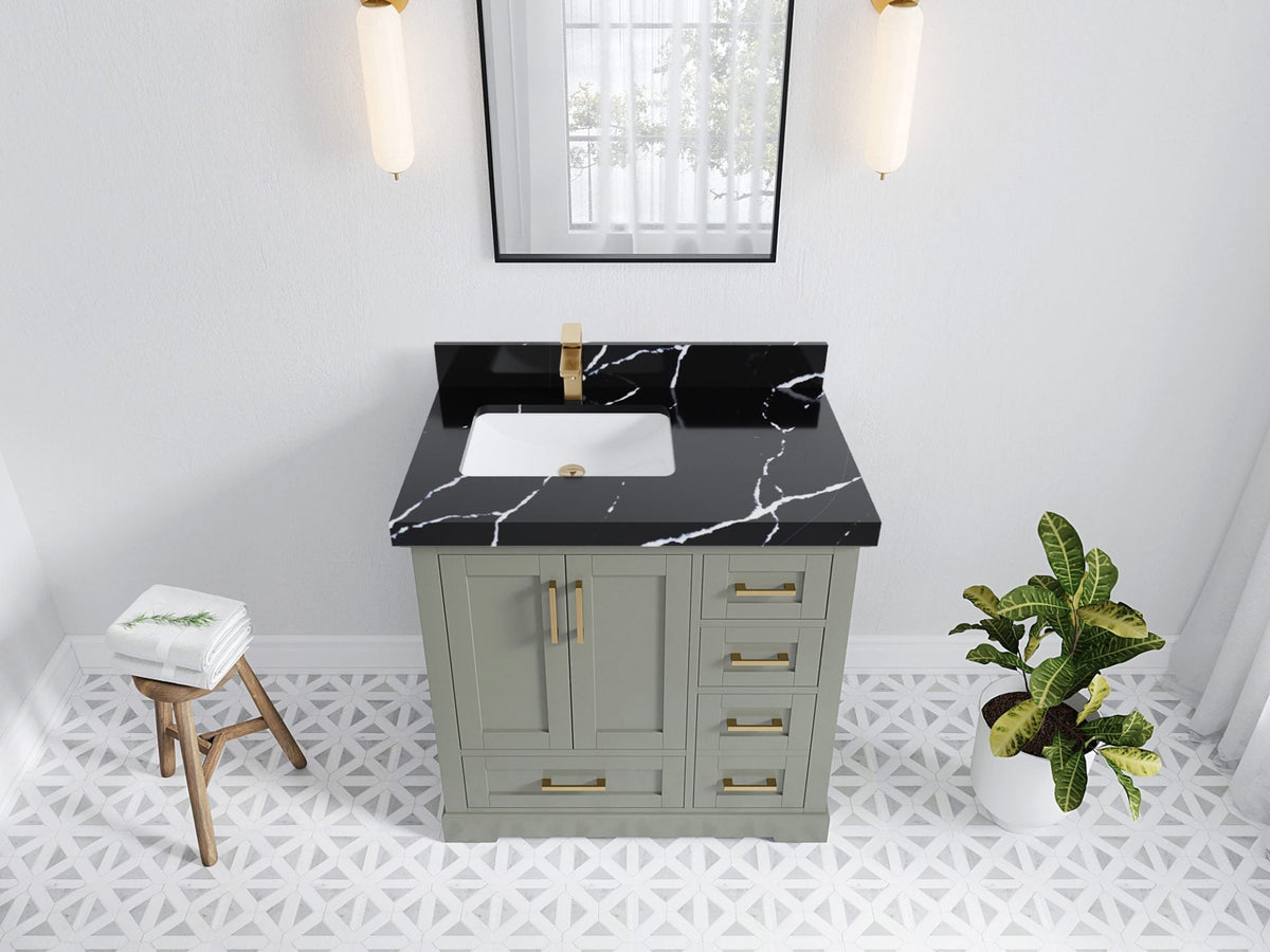 Boston 36 in. W x 22 in. D Left Offset Sink Bathroom Vanity - Willow Bath and Vanity