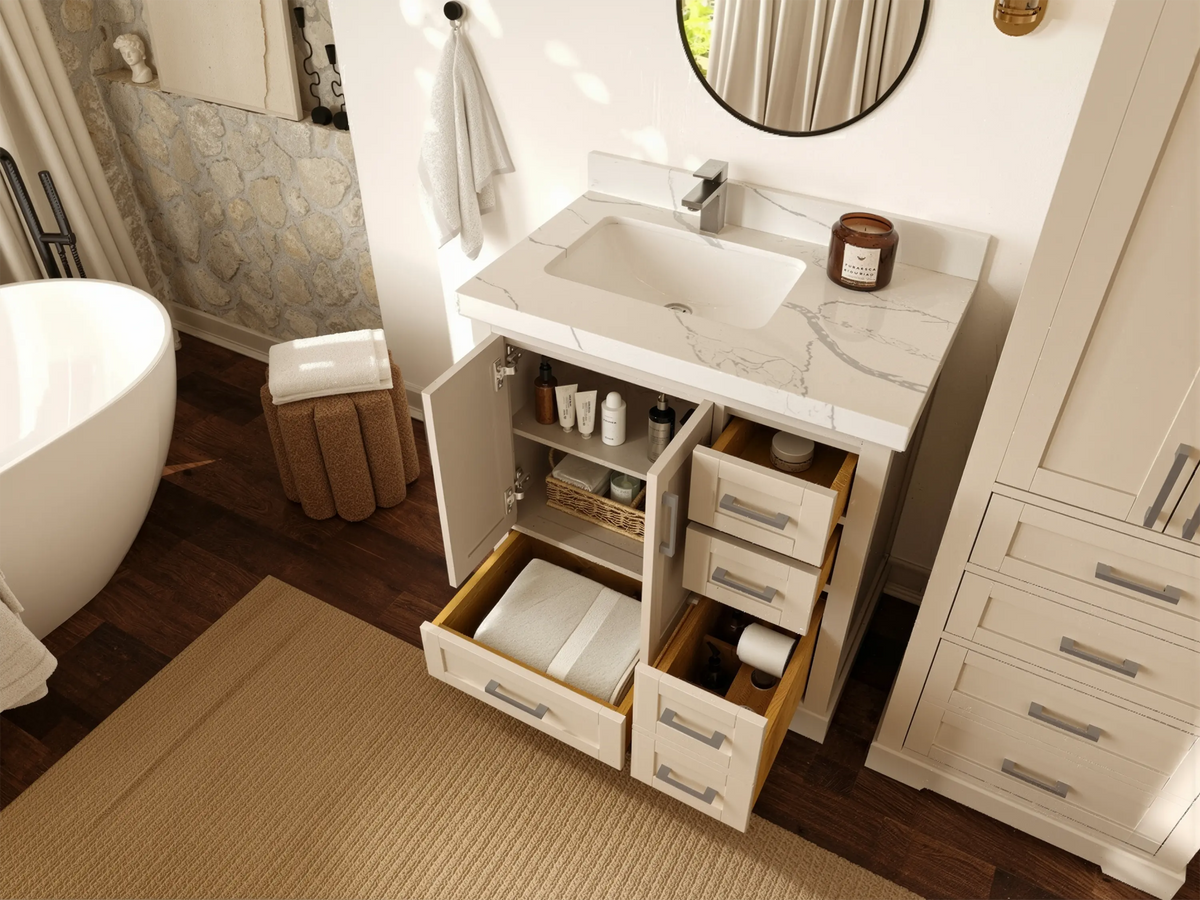 Boston 36 in. W x 22 in. D Left Offset Sink Bathroom Vanity - Willow Bath and Vanity