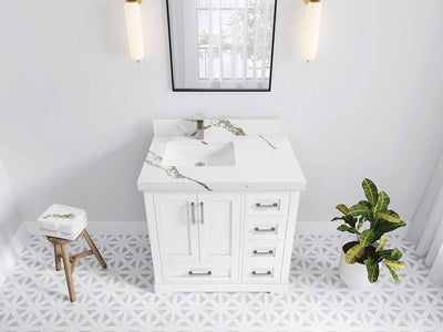 Boston 36 in. W x 22 in. D Left Offset Sink Bathroom Vanity - Willow Bath and Vanity