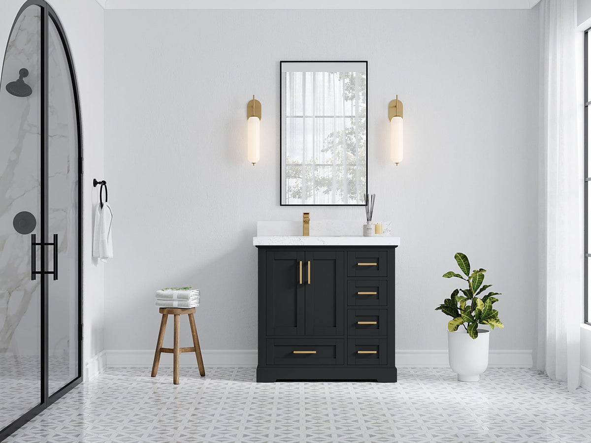 Boston 36 in. W x 22 in. D Left Offset Sink Bathroom Vanity - Willow Bath and Vanity