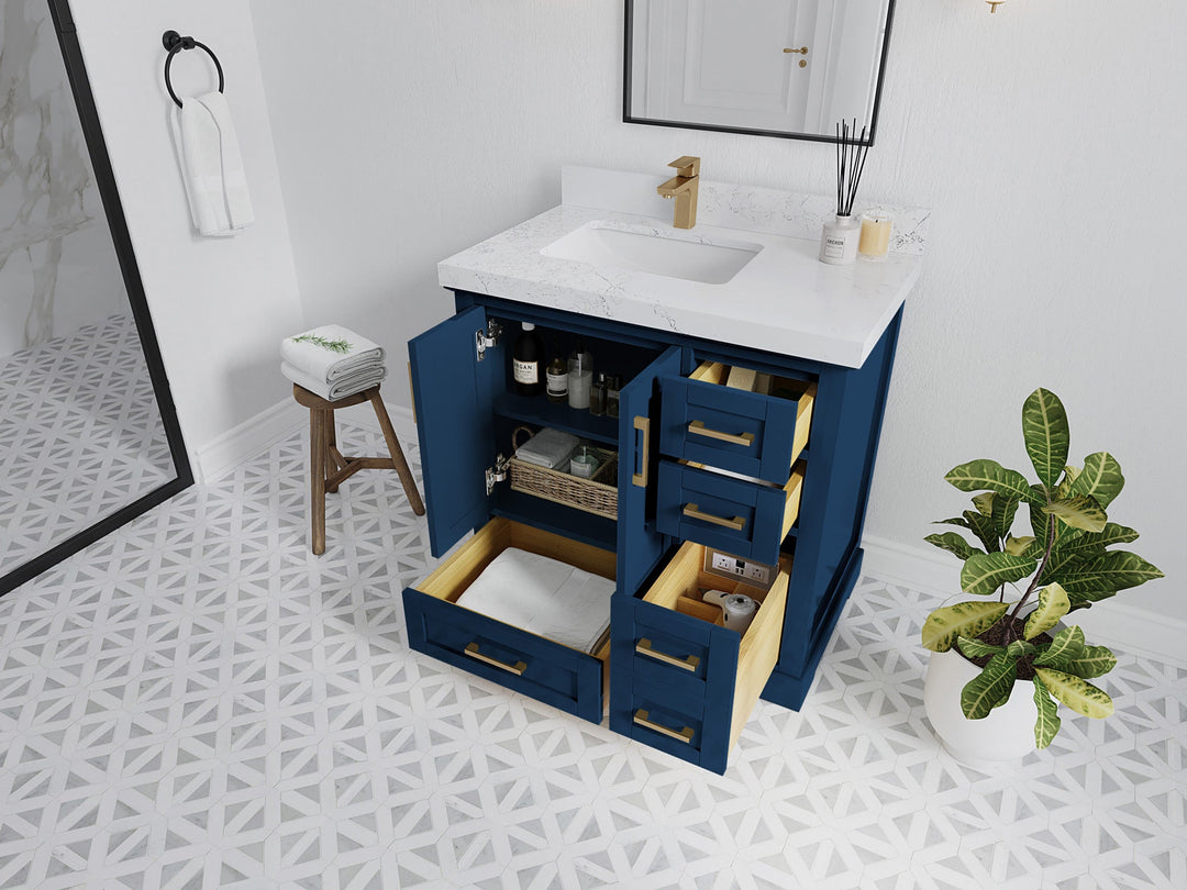 Boston 36 in. W x 22 in. D Left Offset Sink Bathroom Vanity - Willow Bath and Vanity