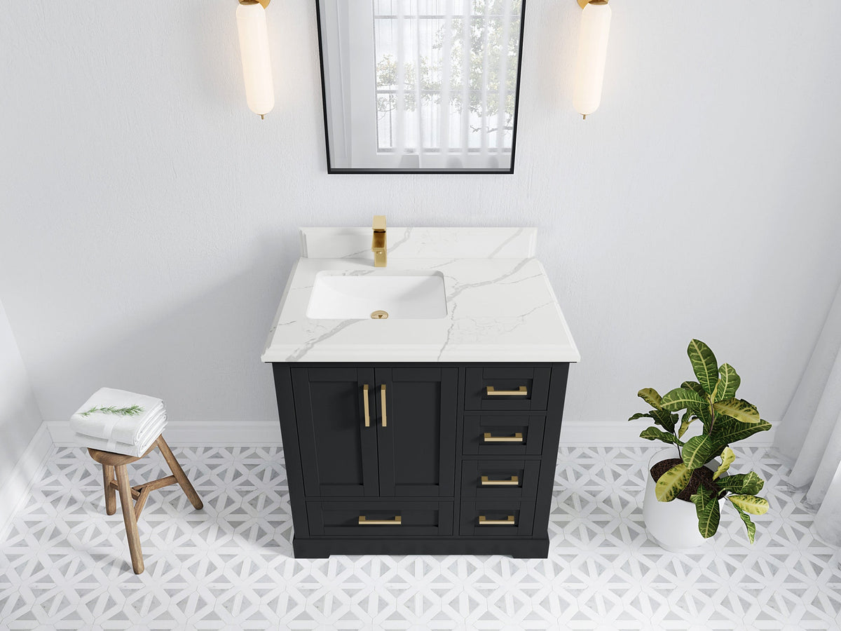 Boston 36 in. W x 22 in. D Left Offset Sink Bathroom Vanity - Willow Bath and Vanity