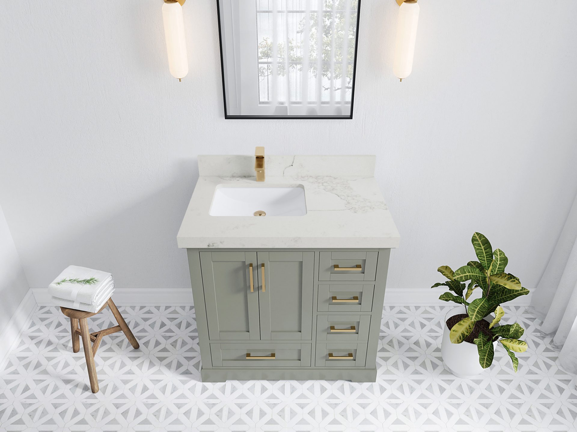 Boston 36 in. W x 22 in. D Left Offset Sink Bathroom Vanity - Willow Bath and Vanity