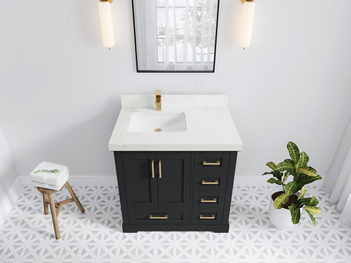 Boston 36 in. W x 22 in. D Left Offset Sink Bathroom Vanity - Willow Bath and Vanity
