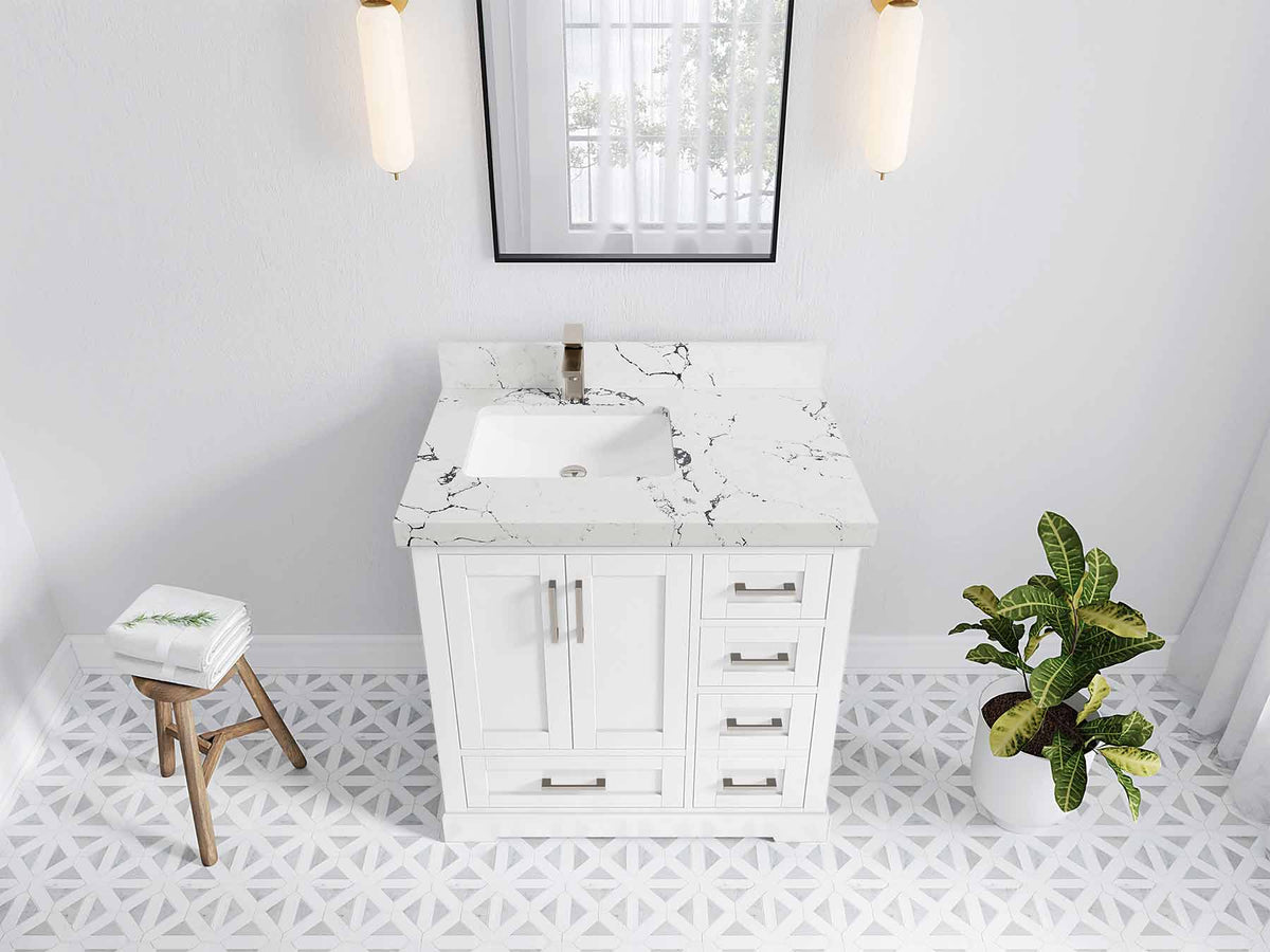 Boston 36 in. W x 22 in. D Left Offset Sink Bathroom Vanity - Willow Bath and Vanity