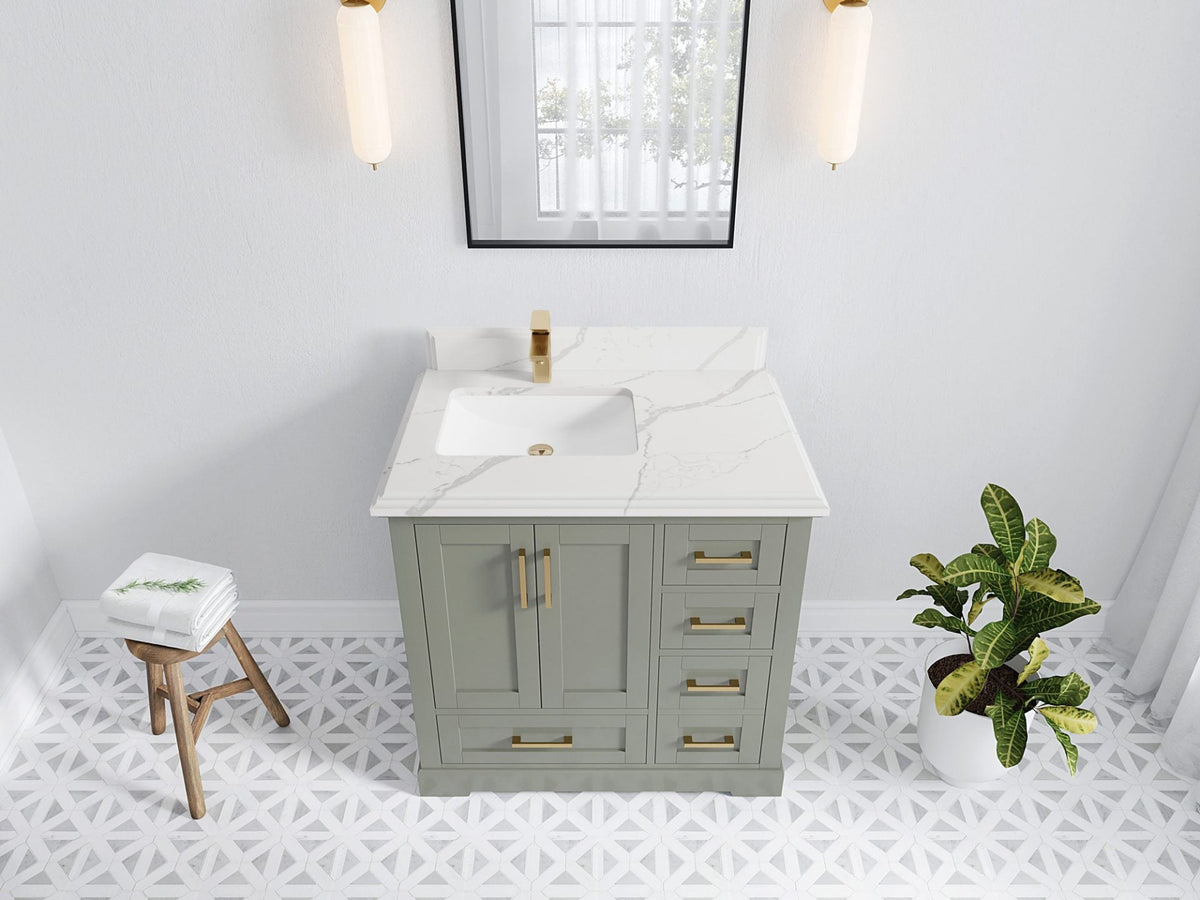Boston 36 in. W x 22 in. D Left Offset Sink Bathroom Vanity - Willow Bath and Vanity