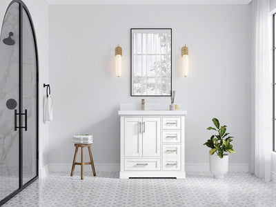 Boston 36 in. W x 22 in. D Left Offset Sink Bathroom Vanity - Willow Bath and Vanity