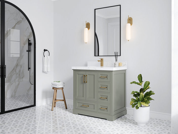 Boston 36 in. W x 22 in. D Left Offset Sink Bathroom Vanity - photo 2