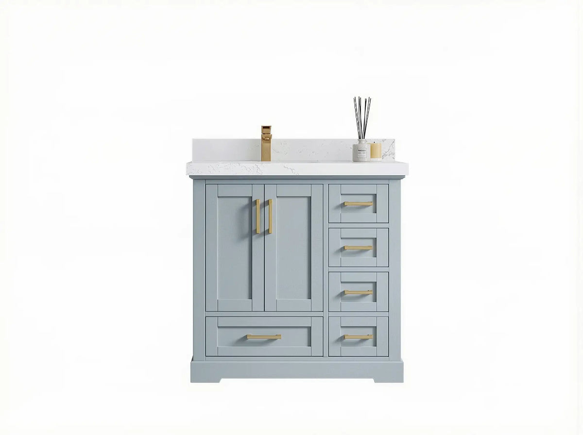 Boston 36 in. W x 22 in. D Left Offset Sink Bathroom Vanity - Willow Bath and Vanity