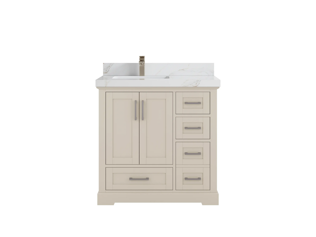 Boston 36 in. W x 22 in. D Left Offset Sink Bathroom Vanity | 
              
                 Fine Grain Linen Beige
                
                  
             - BST-CAB-FNG-35L - photo №20