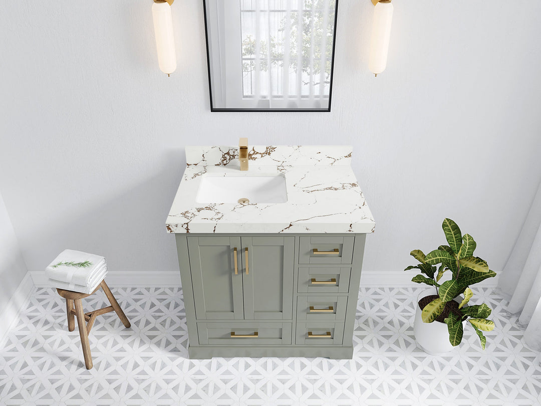Boston 36 in. W x 22 in. D Left Offset Sink Bathroom Vanity - Willow Bath and Vanity