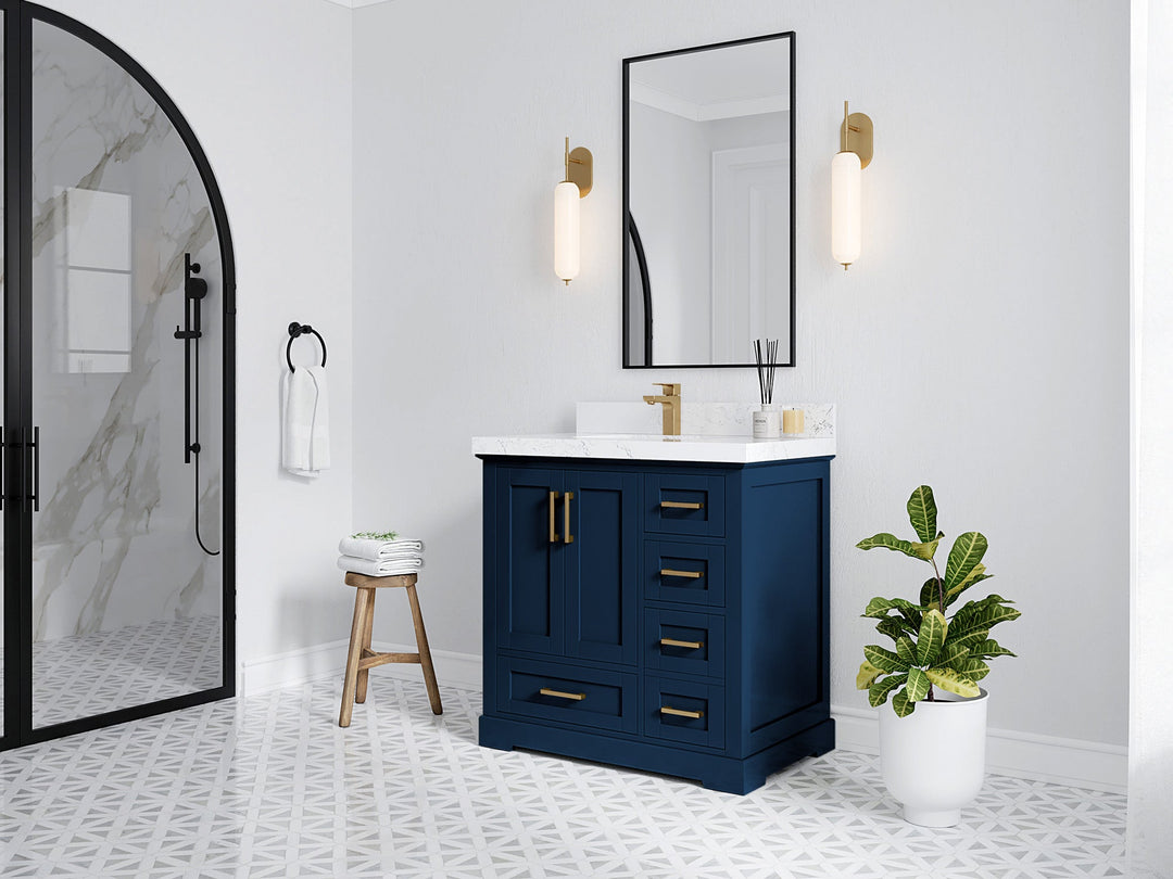 Boston 36 in. W x 22 in. D Left Offset Sink Bathroom Vanity - Willow Bath and Vanity