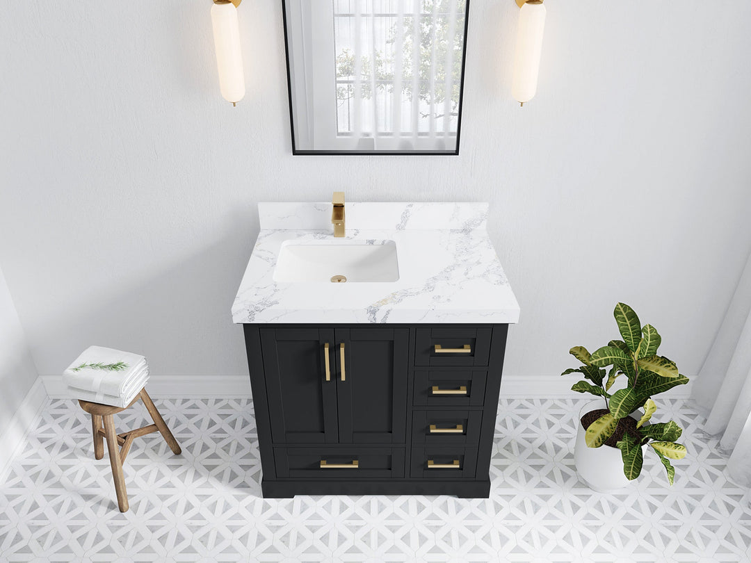 Boston 36 in. W x 22 in. D Left Offset Sink Bathroom Vanity - Willow Bath and Vanity