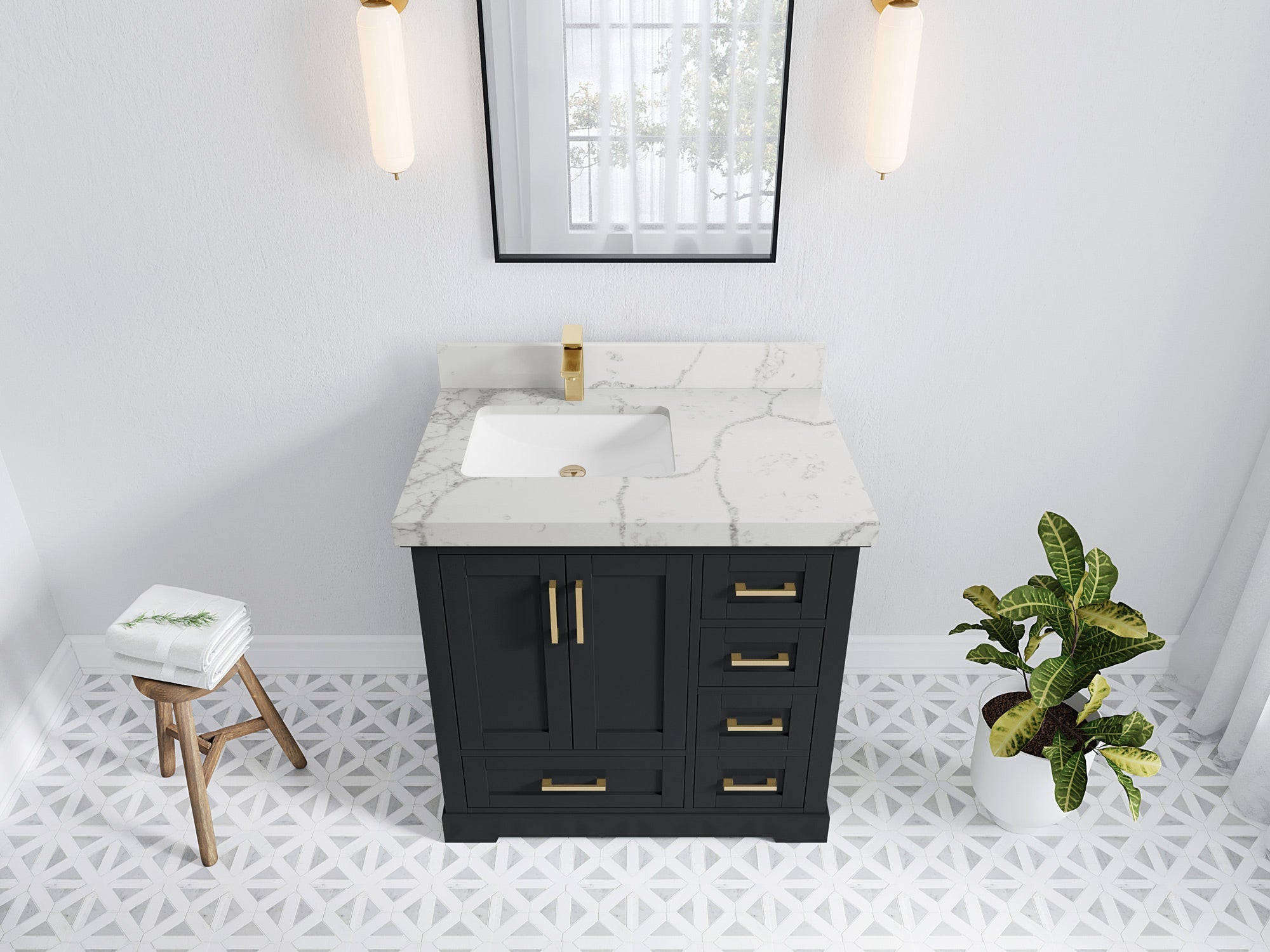 Boston 36 in. W x 22 in. D Left Offset Sink Bathroom Vanity - Willow Bath and Vanity