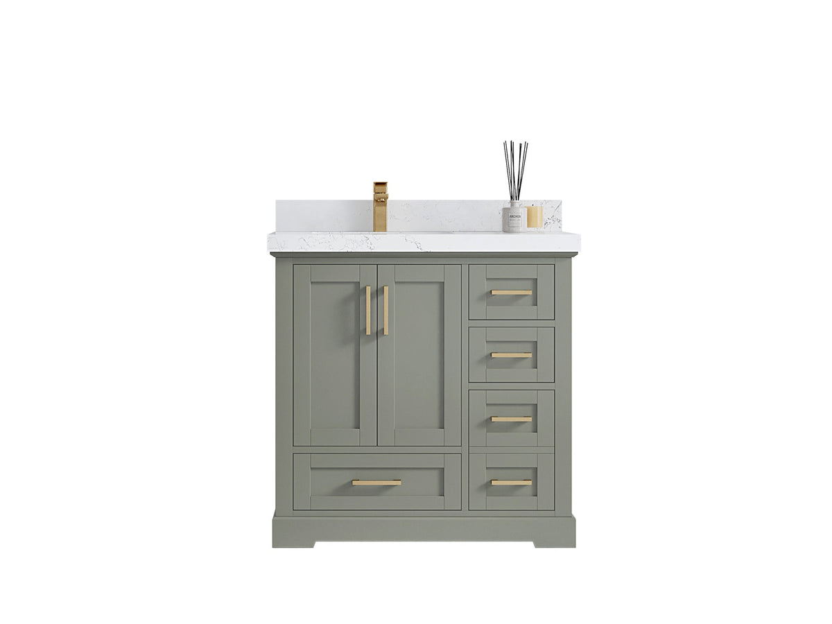 Boston 36 in. W x 22 in. D Left Offset Sink Bathroom Vanity - Willow Bath and Vanity